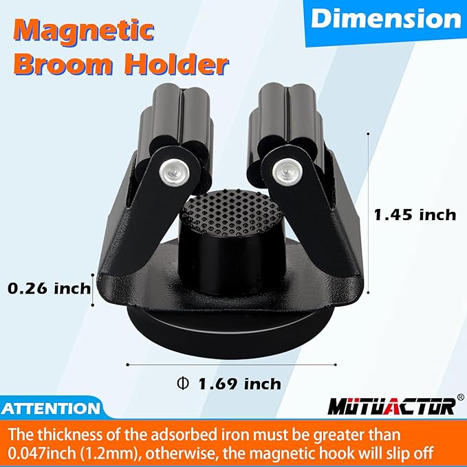 MUTUACTOR Magnetic Broom Holder, 12lbs Heavy Duty Magnetic Tool Holder - Image 5