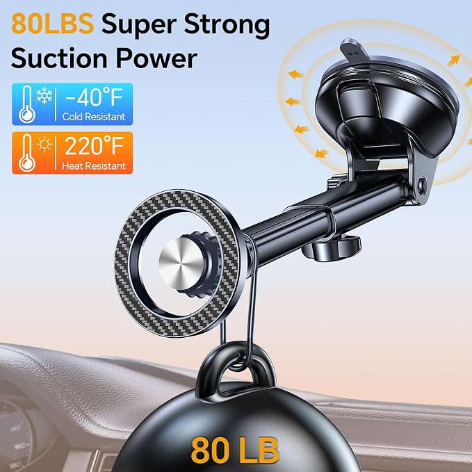 Coolpow for MagSafe Car Mount【Windshield+Vent+Dash】Magnetic Phone Holder for - Image 4