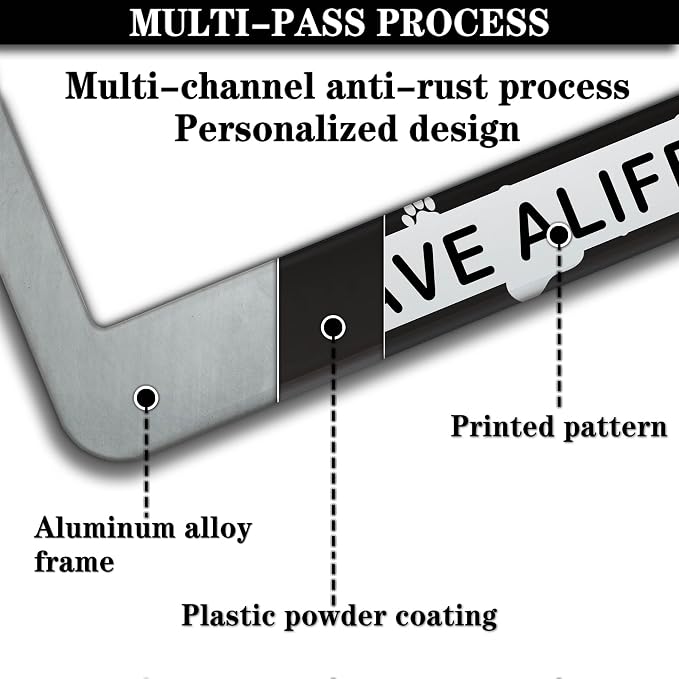 License Plate Holder Black and White License Plate Frames Save a Life Adopt - Image 5
