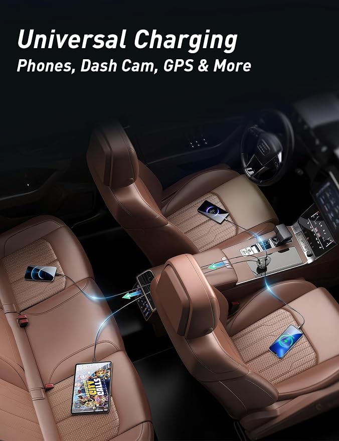 Retractable Car Charger USB C Fast Charging 120W, Car Accessories Cigarette - Image 5