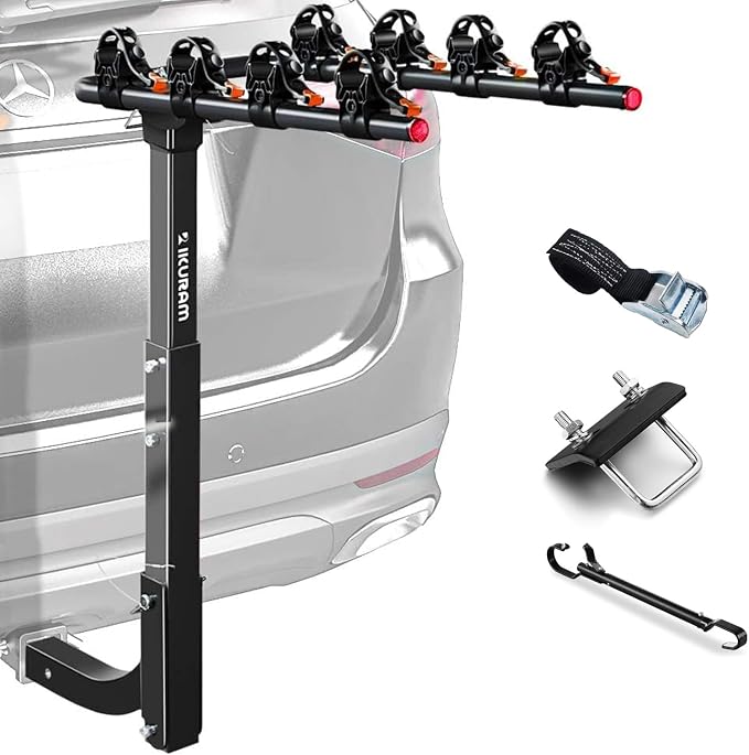 4 Bike Rack Bicycle Carrier Racks Hitch Mount Double Foldable Rack by IKURAMR