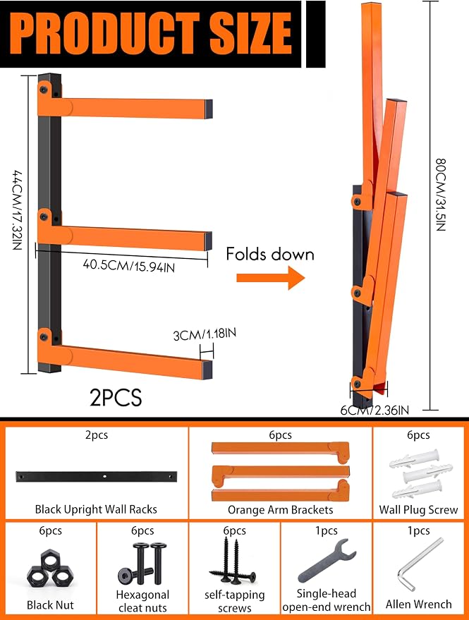 Caliee lumber Storage Rack Wall Mount, 3-Tier Garage Storage Organizer Holds Up - Image 3