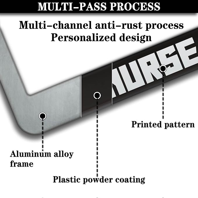License Plate Protector Black and White License Plate Frames Nurse Life - Image 5