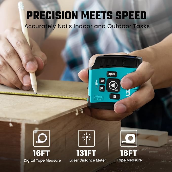 MiLESEEY DT20 Laser Tape Measure 3-in-1, 130FT Laser Distance Meter, 16FT - Image 4