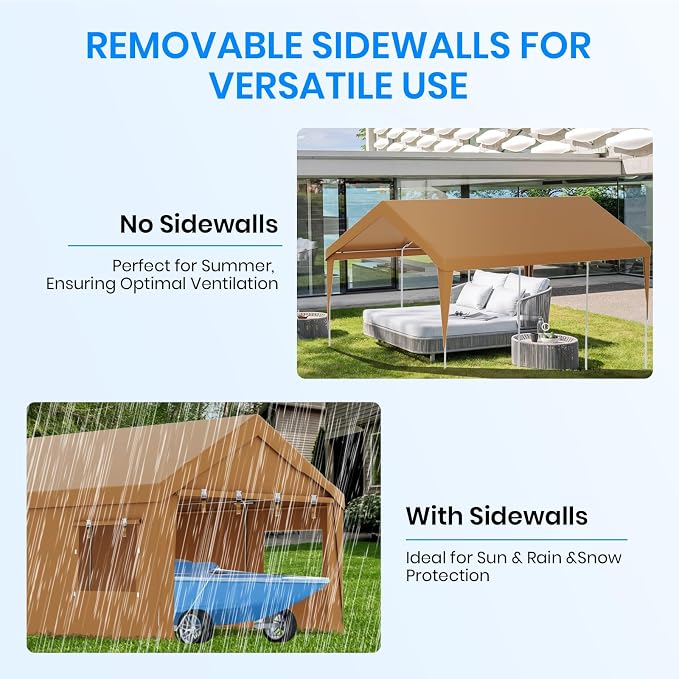 Carport 12x20 FT Heavy Duty, Outdoor Portable Garage - Image 6