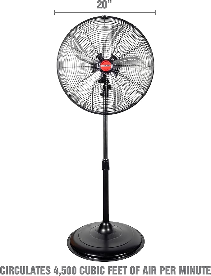 OEMTOOLS OEM24871 20" Oscillating Pedestal Fan, Adjustable Height - Image 2