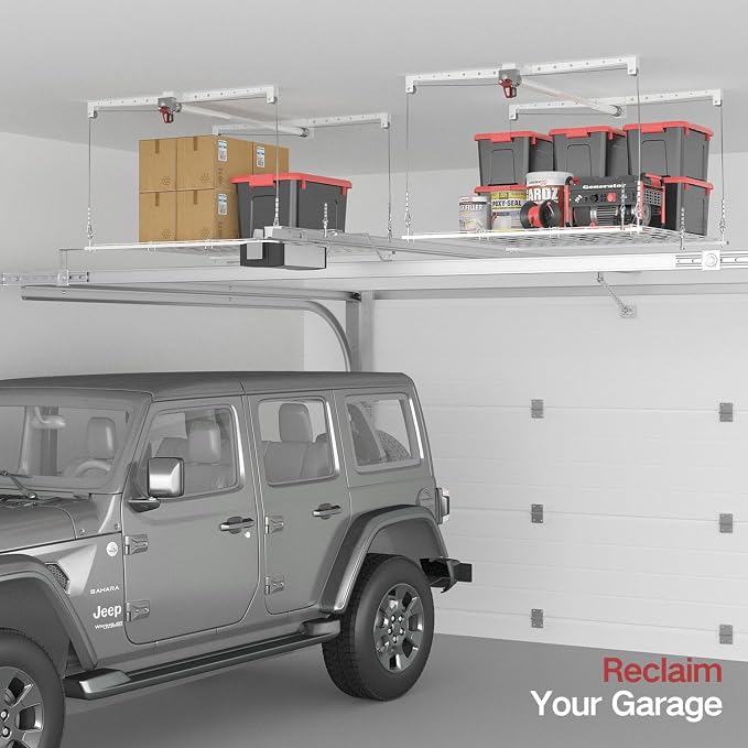 Overhead Garage Storage Rack, Adjustable Heavy-duty 4x4 Ft Ceiling Storage Racks - Image 6