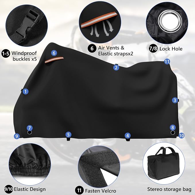 STARTWO Motorcycle Covers with Side Box Waterproof Outdoor - Image 3