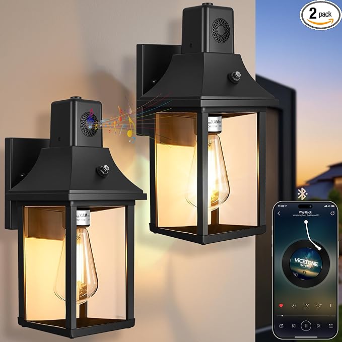 2PACK Bluetooth Speaker Outdoor Wall Lights by tjjsllhbe