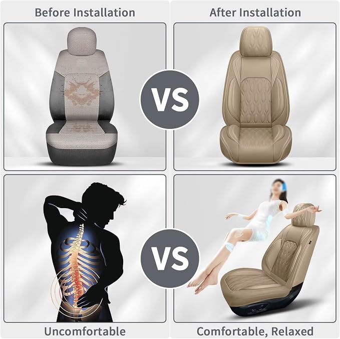 2 Front Car Seat Covers Fit for Toyota Camry 2012-2025: Faux Leather Automotive - Image 7