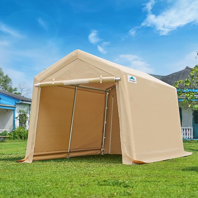 ADVANCE OUTDOOR 8x14 ft Steel Metal Peak Roof Portable Garage Shelter Storage - Image 8