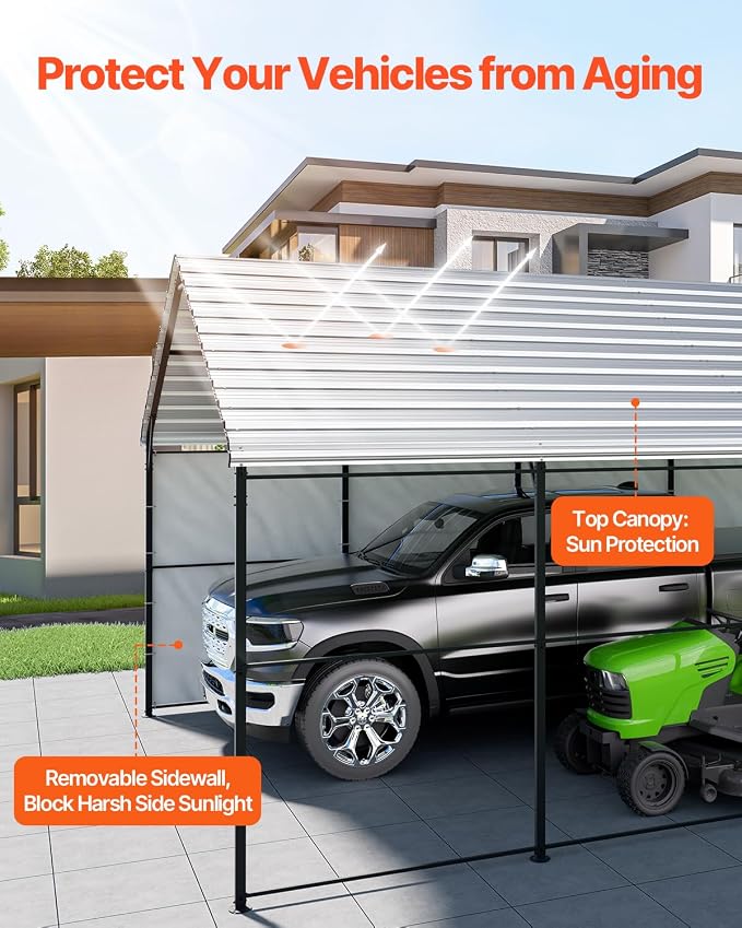 VEVOR Heavy Duty Metal Carport, Car Tent Garage Shade - Image 3