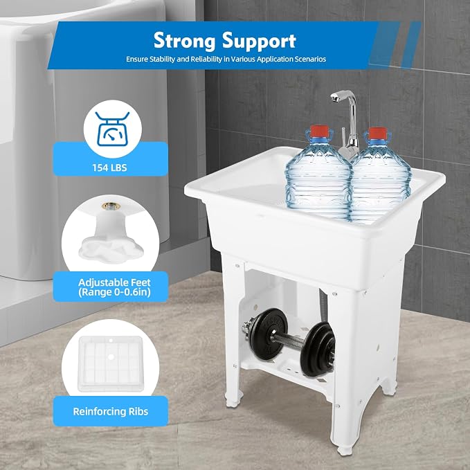 Freestanding Utility Sink Plastic Laundry Sink Spacious Laundry Tub Sink - Image 7