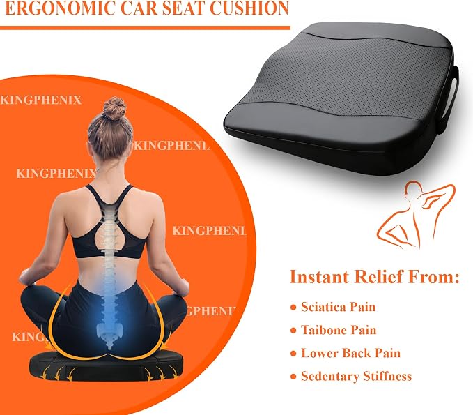 kingphenix Premium Car Seat Cushion, Memory Foam Driver Seat Cushion to Improve - Image 2