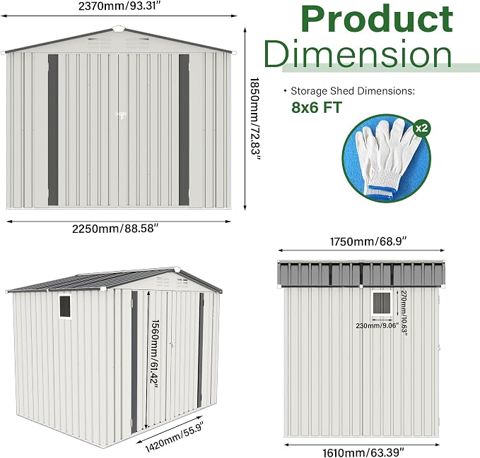 8x6 FT Outdoor Storage Shed - Image 2