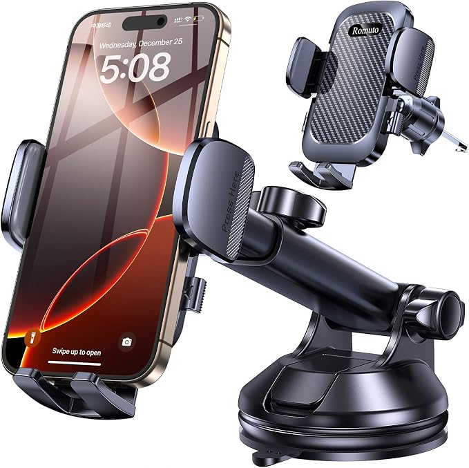 Phone Holders for Your Car【2025 Upgraded 3 Base in 1】Car Phone Holder Mount by Romuto