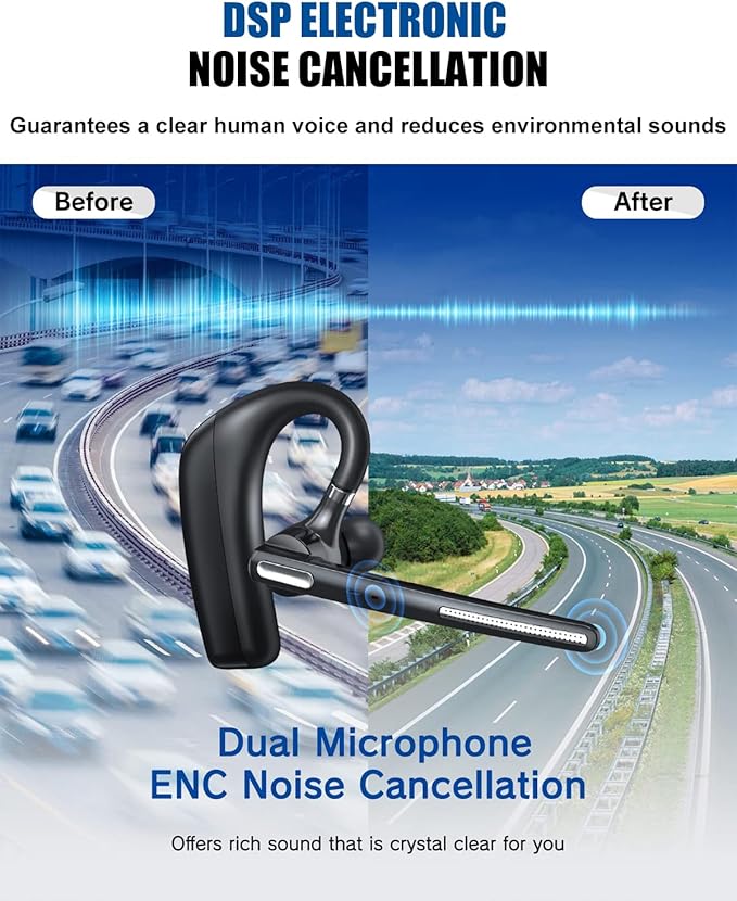 Bluetooth Headset V5.4, Wireless Bluetooth Earpiece - Image 3