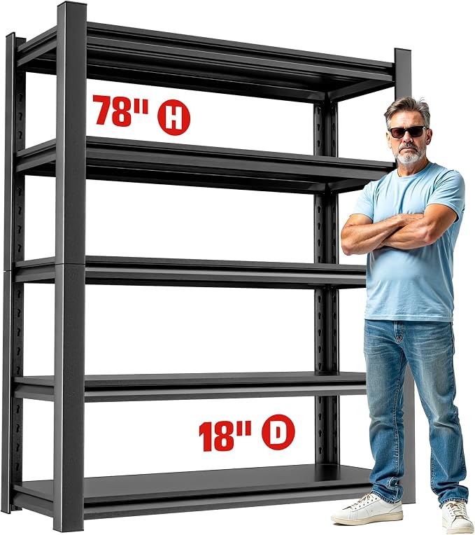 Heavy Duty Metal Garage Shelving Unit, Adjustable Steel Storage Racks, 5-Tier by OLLRRACT