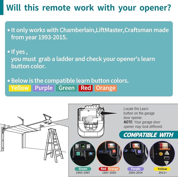 2 Garage Door Opener Remote, for LiftMaster Chamberlain Openers - Image 2