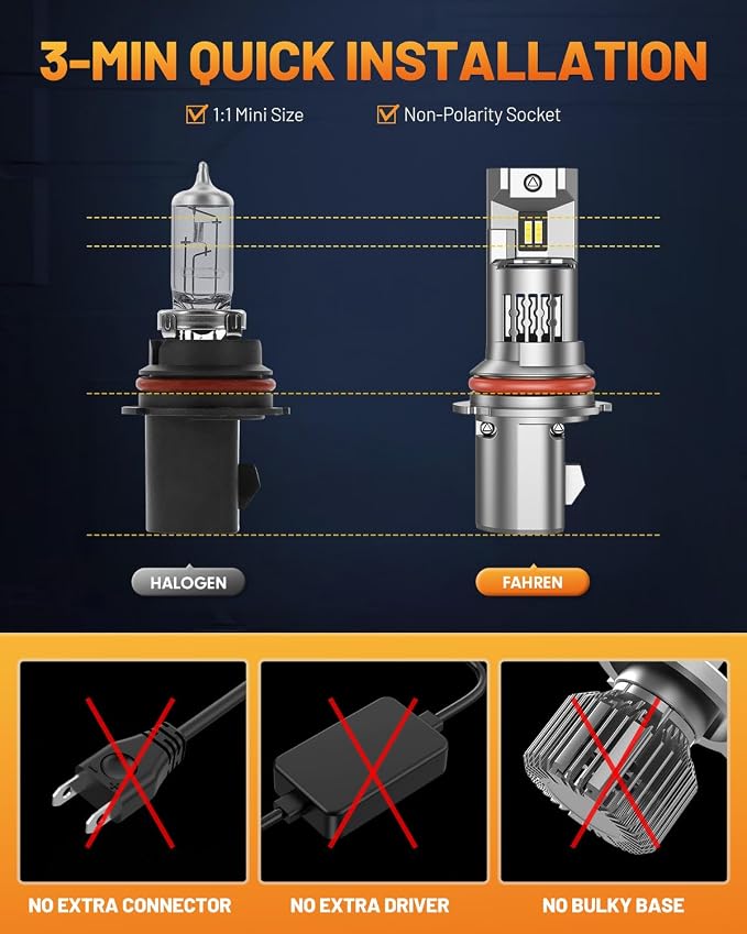 Fahren 9007  Light Bulbs, % High Intensity Brighter HB5 Fog Bulbs - Image 4