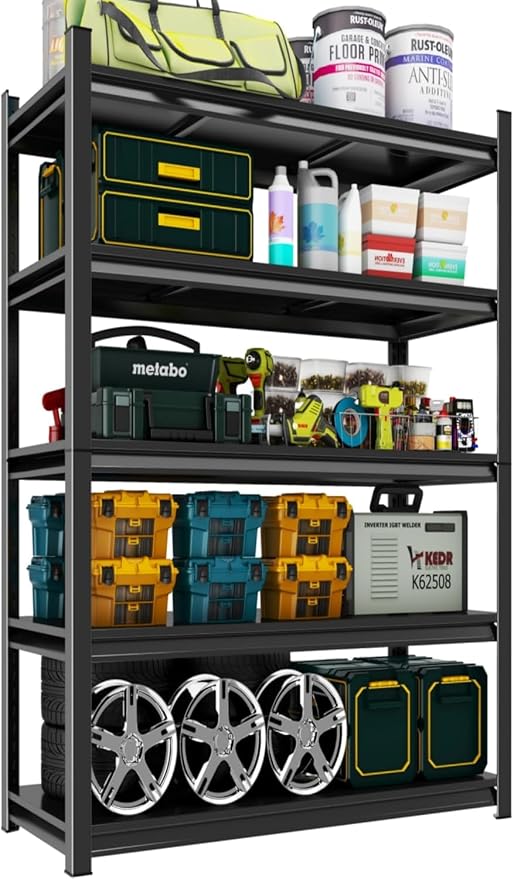 Adjustable 5-Tier Garage Shelving, Heavy Duty Steel Storage Rack, High Load by Notmise
