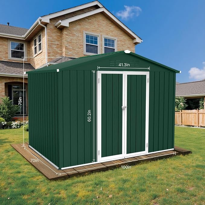 8' x 6' Outdoor Storage Shed, Sturdy Metal Building w/Lockable Doors - Image 7
