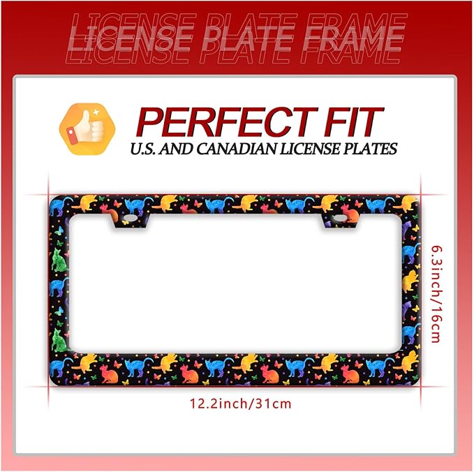 Colorful Cat License Plate Frame Cute Pet Butterfly License Plate Holder Funny - Image 7
