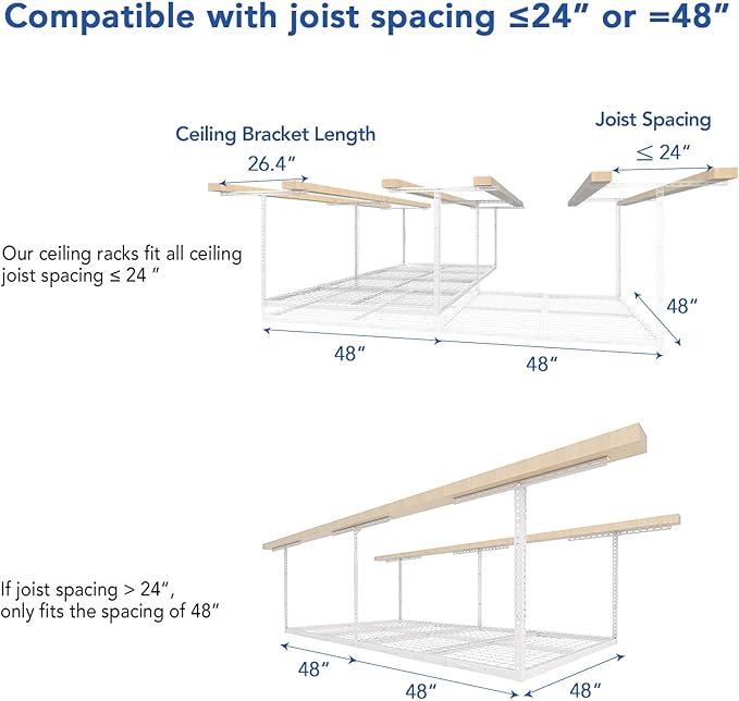FLEXIMOUNTS 4x8 Overhead Garage Storage Rack w/Hooks Adjustable Ceiling Storage - Image 5