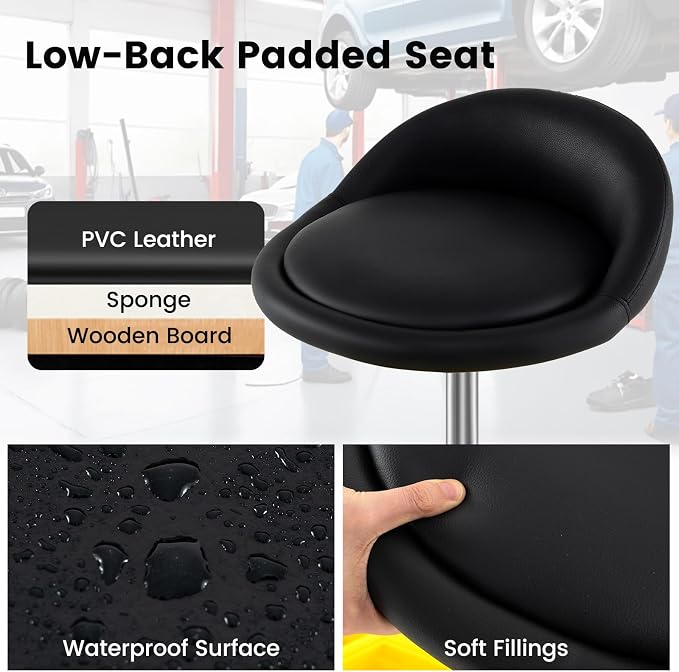 Goplus Rolling Garage Stool, 20”-25” Height Adjustable Mechanic Stool - Image 6
