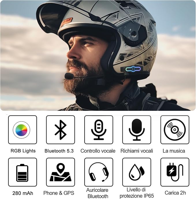 Motorcycle Helmet Bluetooth Headset Motorcycle Helmet Speaker IPX6 Waterproof - Image 2