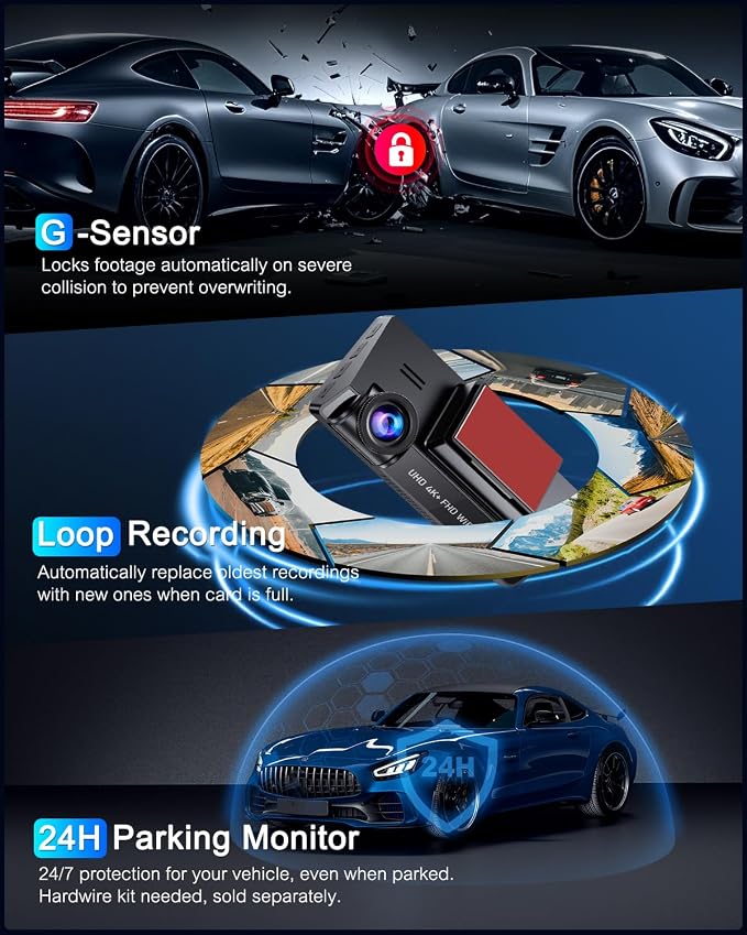 Dash Cam Front and Rear 5GHz WiFi Dashcam - Image 6