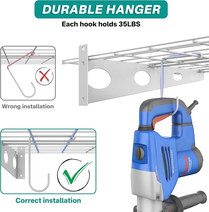 EVERHANGER Wall Mounted Garage Shelves, 2 x 4 ft Metal Storage Shelves - Image 5
