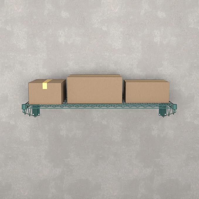 18" x 48" Green Epoxy Wire Wall Mount Shelf - Image 6