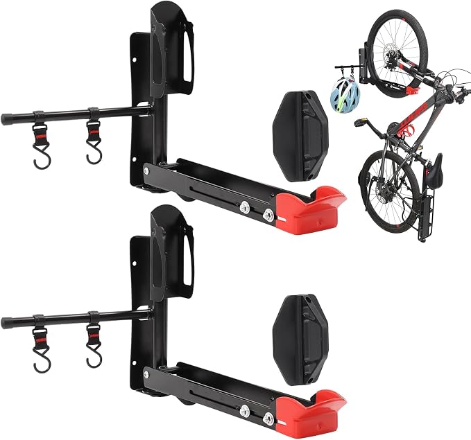 Bike Wall Mount Rack Adjustable & Foldable Garage Bike Rack by AUMENTAR