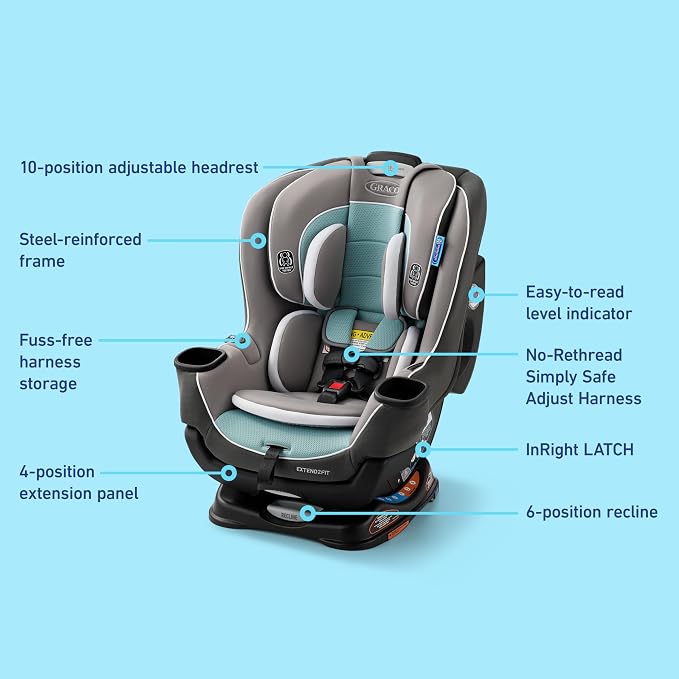 Graco Extend2Fit Convertible Baby Car Seat, Rear and Forward Facing, Adjustable - Image 7