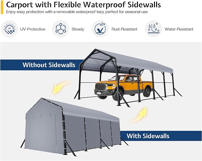 Jocisland 12x20x10.5 FT Metal Carport - Image 3