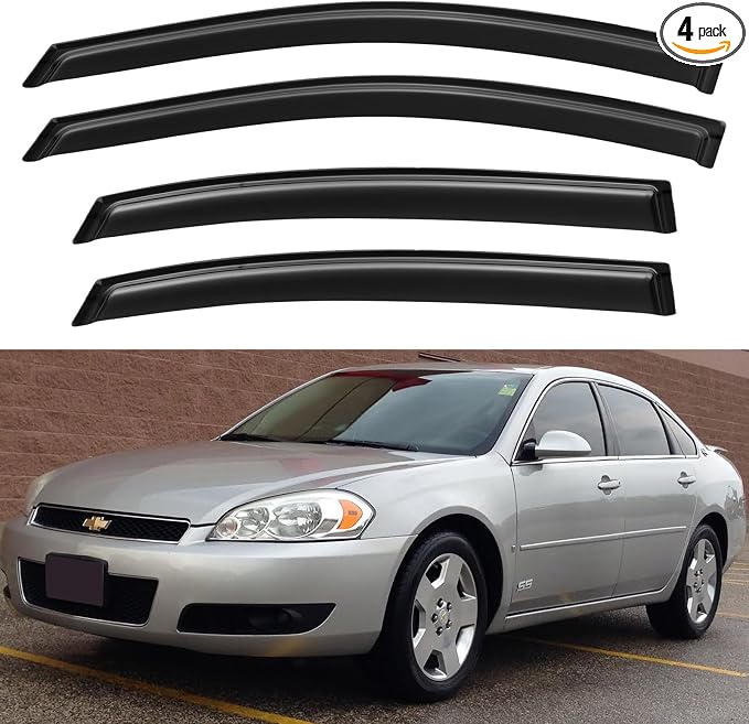Window Visors Rain Guards for 2006-2013 Chevy Impala, Out-Channel Window Vent by YQAUTEC