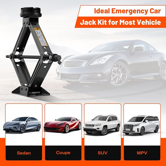 Portable Car Scissor Jack 2 Ton, Rubber Top Car Lift Jack - Image 7