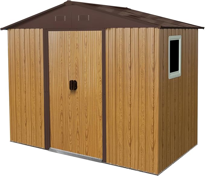 4x8 FT Outdoor Storage Shed, Metal Garden Shed - Image 8