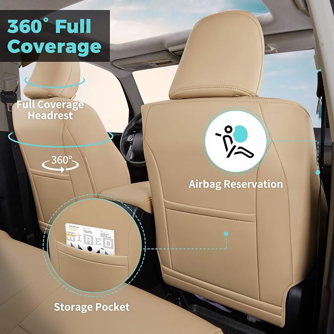 Seat Covers for Toyota 4Runner 2011-2024, Faux Leather Car Seat Cover Full Set - Image 2