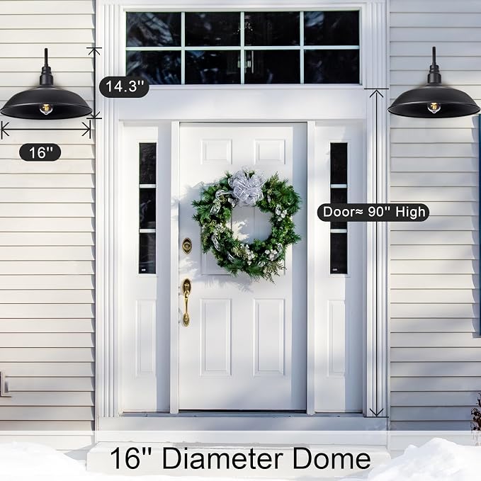 16 Inch Dome Barn Light for Porch, Large Gooseneck Outdoor Light Fixture for - Image 6