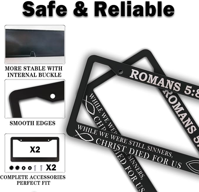 License Plate Frames Black and White License Plate Frame Jesus Bible Verses - Image 4