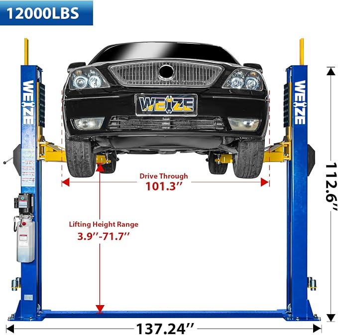 WEIZE 2 Post Automotive Car Lift, 000 lbs Capacity, 220V 4HP Powerful Motor - Image 3