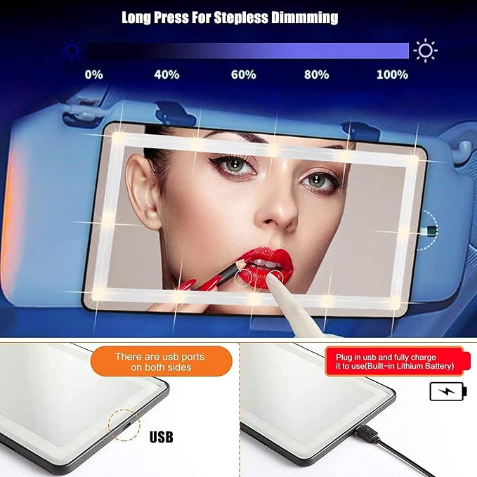 Car Vanity Mirror, with 3 Light Modes & 60 LEDs - Image 5