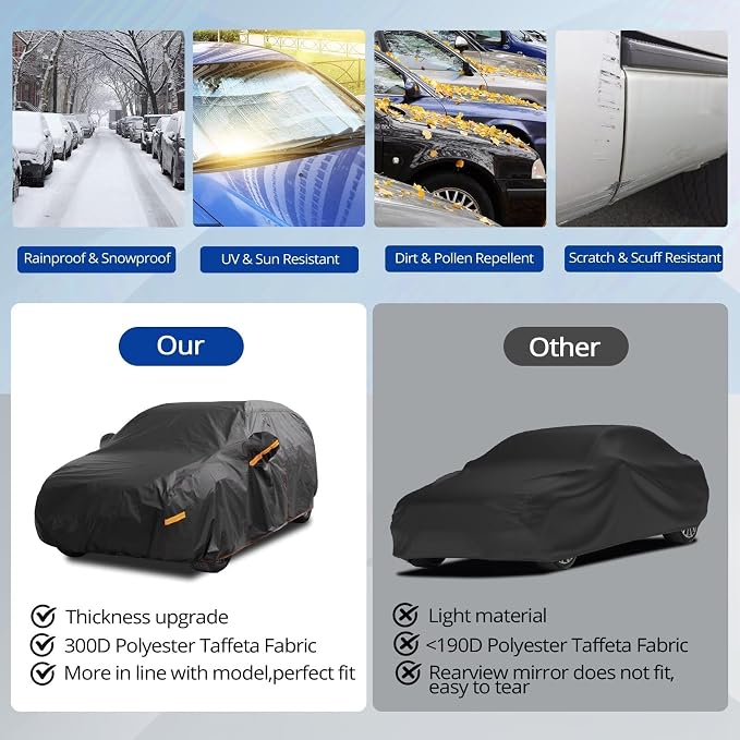 6 Layer Heavy Duty SUV Car Cover Waterproof All Weather Protection - Image 4