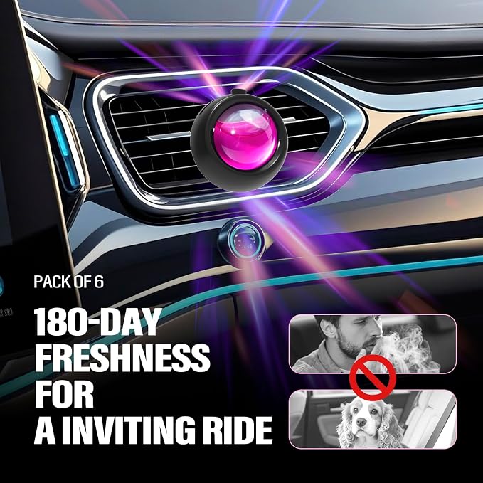 Car Air Freshener Vent Clips, Peach Scent, 6 Pack, Long Lasting Scent Up to 180 - Image 2