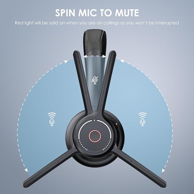 Wireless Headset with Mic for Work, Wireless On Ear Headphones with USB Dongle - Image 4