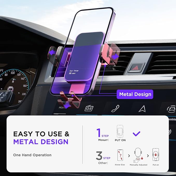 Wireless Car Charger, 【7 Colored RGB Backlit】Mosurr 15W Auto Clamping Car - Image 5