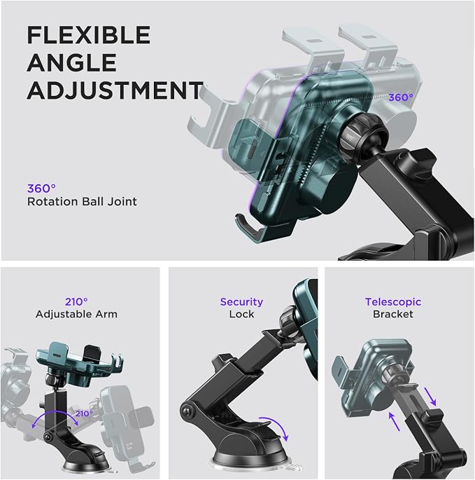 Wireless Car Charger, 【7 Colored LED Backlit】 15W Auto Clamping Phone Mount - Image 7