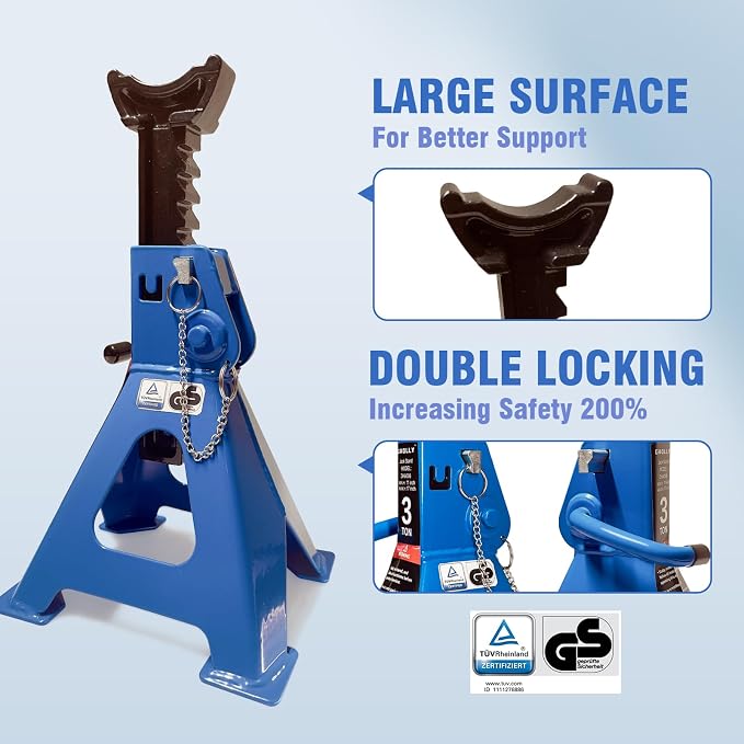 Car Jack Stands 2 Ton with Double Locking and Large Foot Base - Image 3